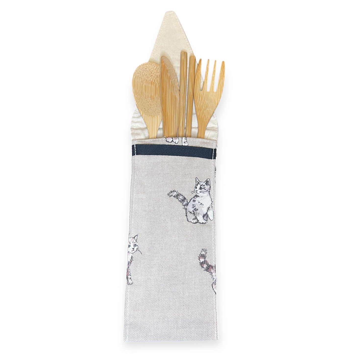 Bamboo Cutlery in Handmade Pouch - Various Fabrics