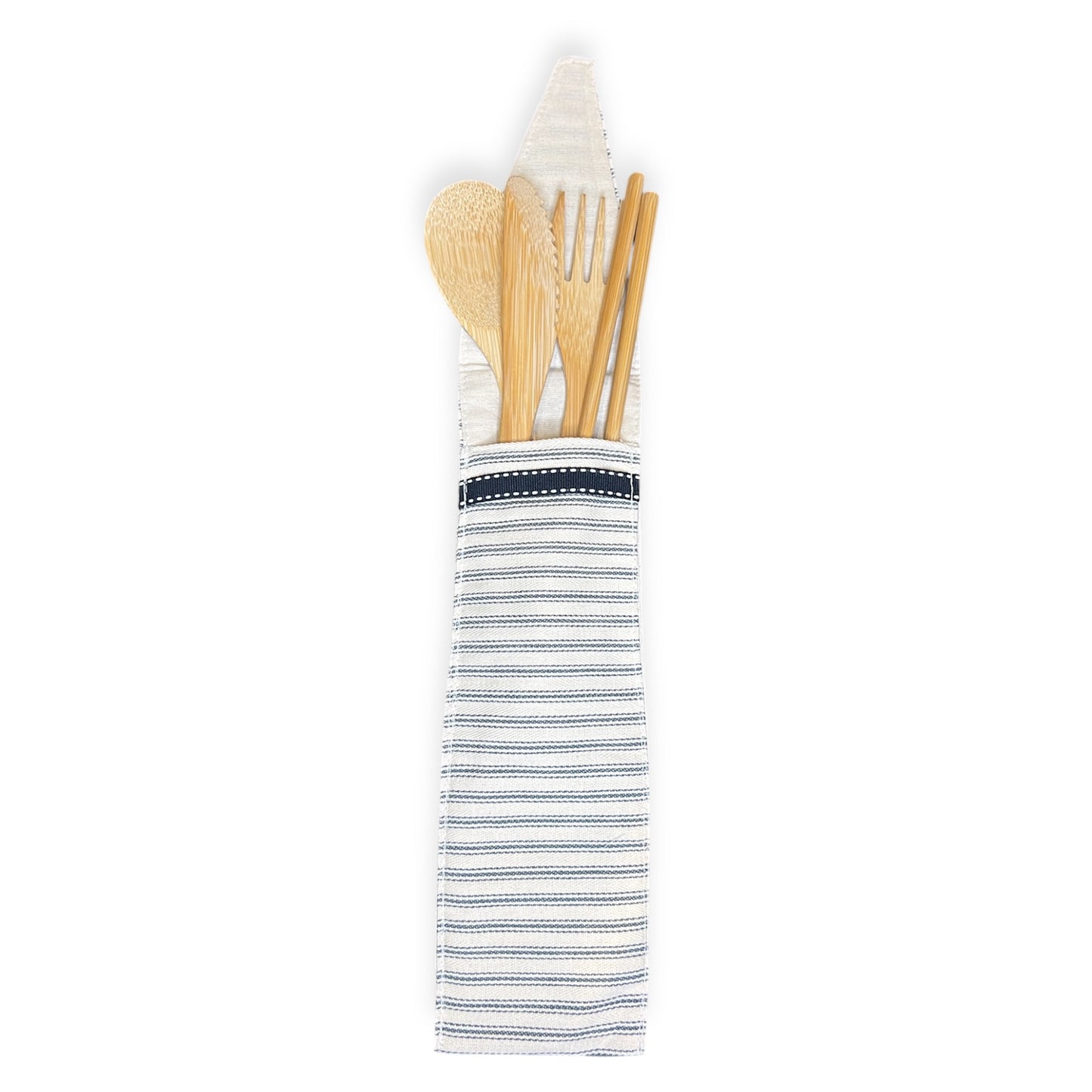 Bamboo Cutlery in Handmade Pouch - Various Fabrics