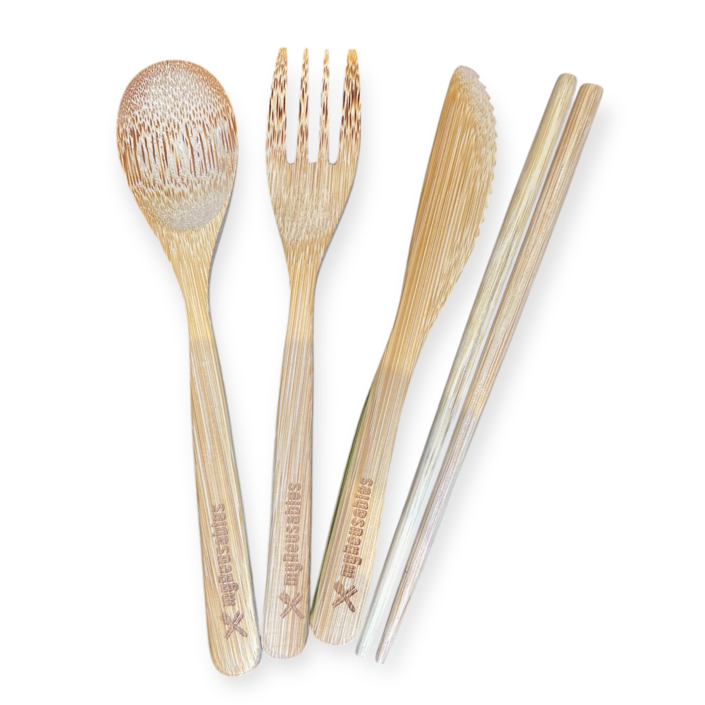 Bamboo Cutlery in Handmade Pouch - Various Fabrics